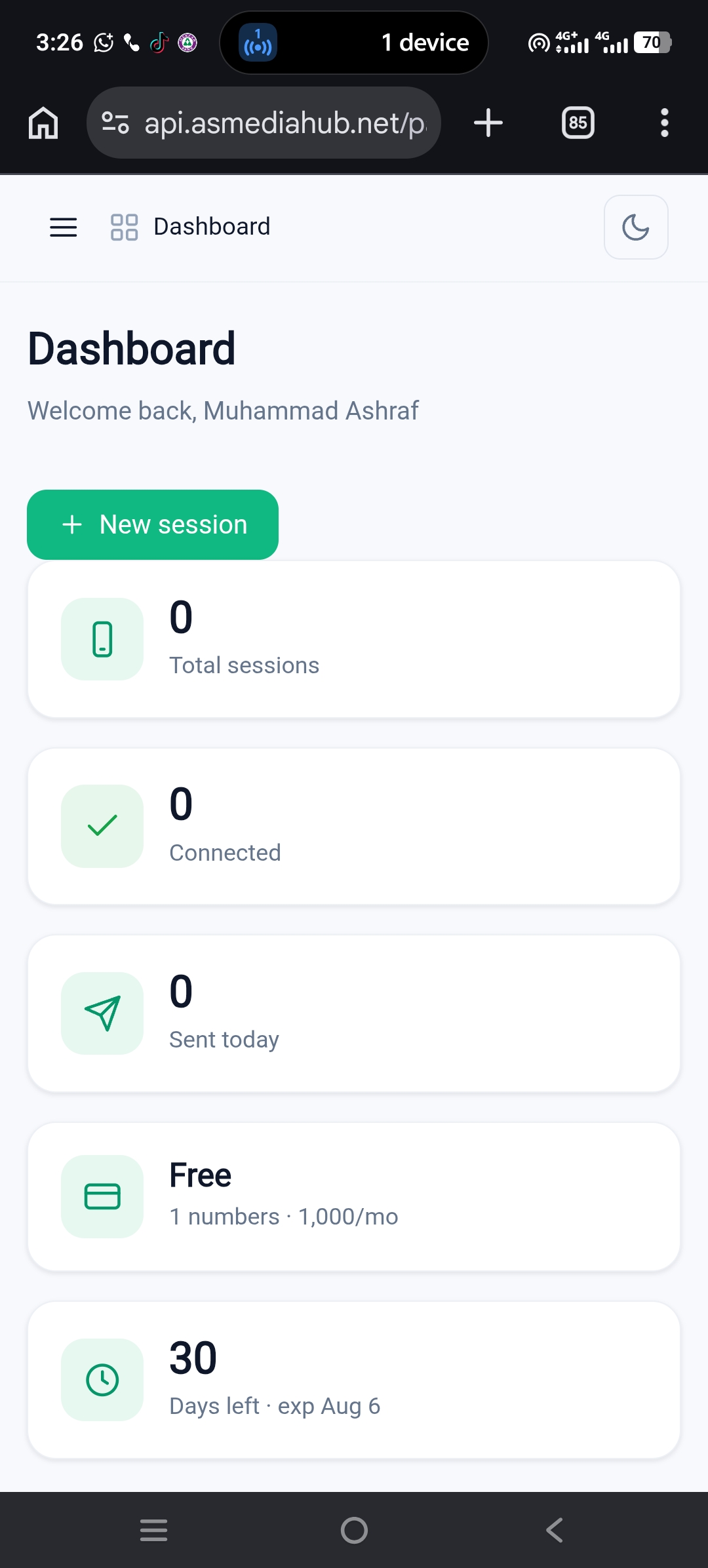 API Control Board Dashboard